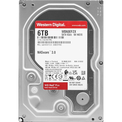 WD Жесткий диск WD SATA-III 6Tb WD60EFZX NAS Red Plus (5640rpm) 128Mb 3.5 WD60EFZX