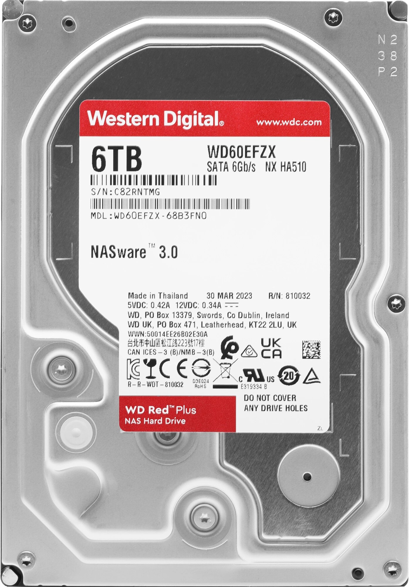 WD Жесткий диск WD SATA-III 6Tb WD60EFZX NAS Red Plus (5640rpm) 128Mb 3.5" WD60EFZX