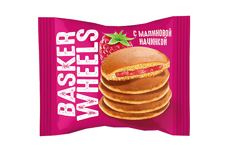 «Basker Wheels», pancake с джемом с соком малины, 36 г, 8 штук