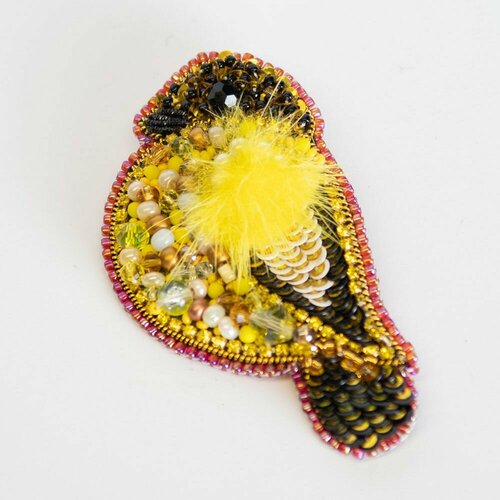 Брошь, желтый, черный