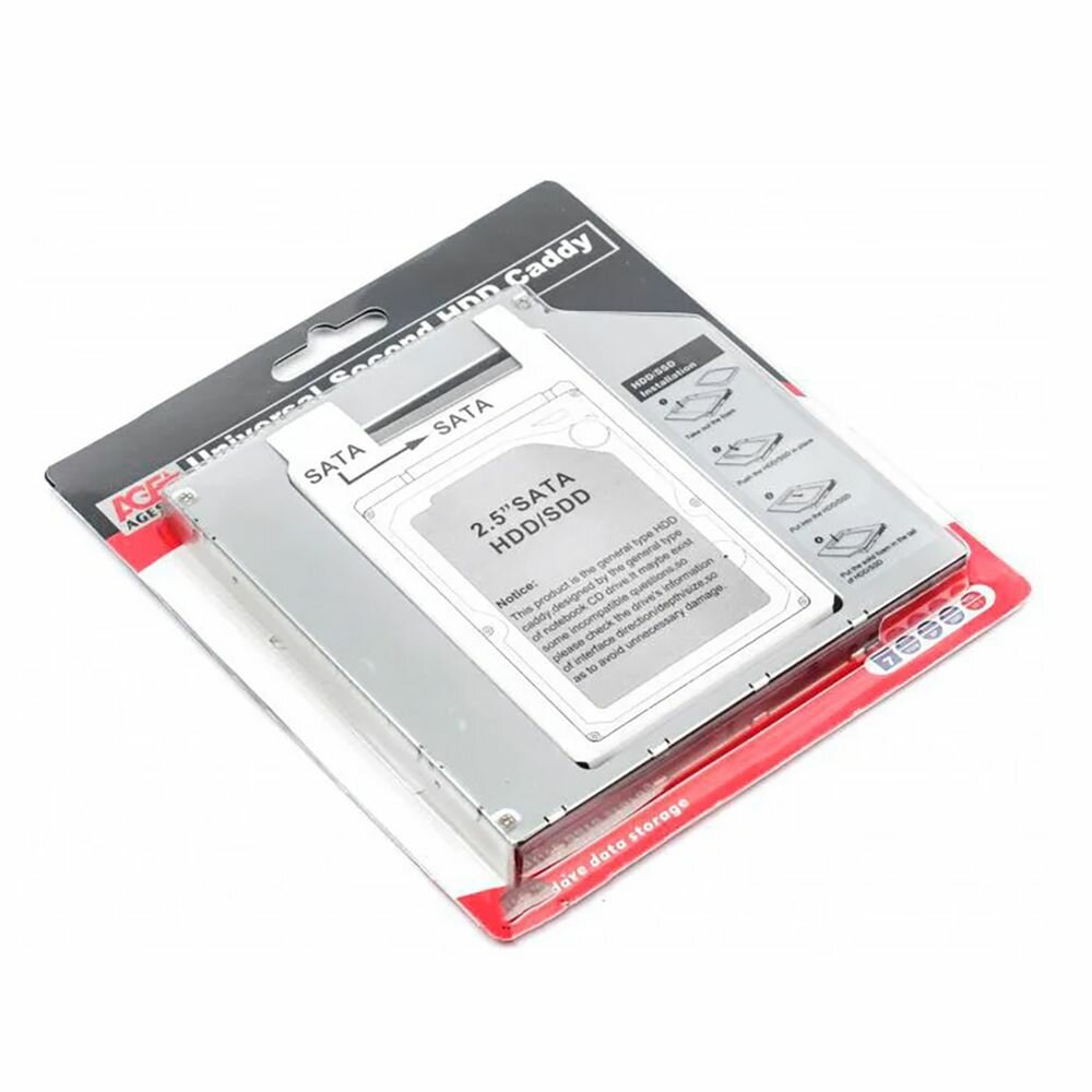 Переходник Optibay AgeStar ISMR2S для установки в ноутбук/моноблок SSD/HDD SATA вместо DVD-привода (12,7mm) ISMR2S - фото №2