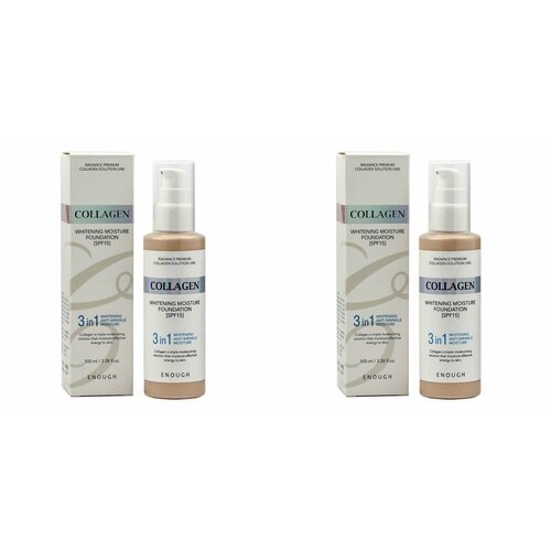 Enough Тональная основа с колагеном Collagen Whitening Foundation 3 in 1 SPF15 21 тон Натуральный бежевый 100 мл 2 шт 1770₽