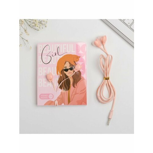 Наушники вакуумные на открытке Girl 374₽