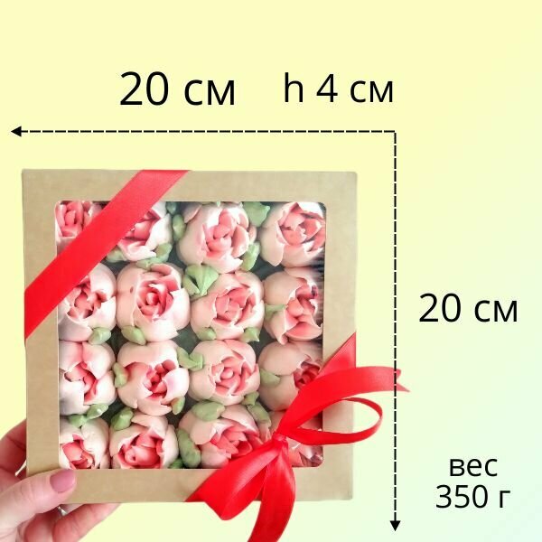 Зефирные тюльпаны со вкусом клубники в подарочной упаковке натуральный состав - фотография № 2