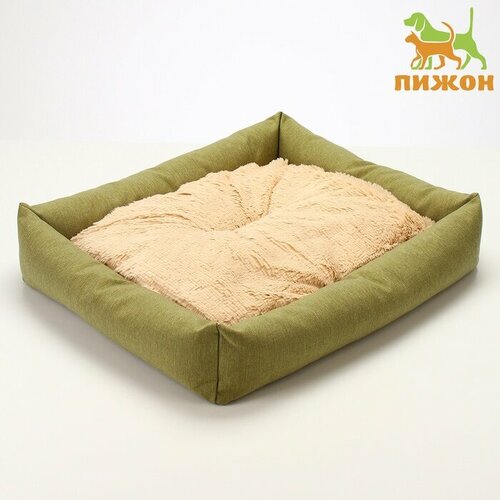 Лежанка для животных 605015 см рогожка синтепон искусс Мех зеленая 2031₽