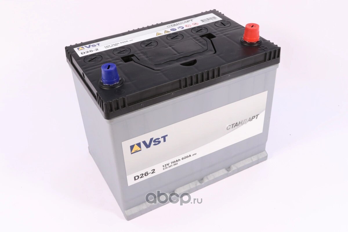 Аккумулятор VST ASIA 70 А/ч Обратная D26 258x174,5x223 EN620 А 570301062