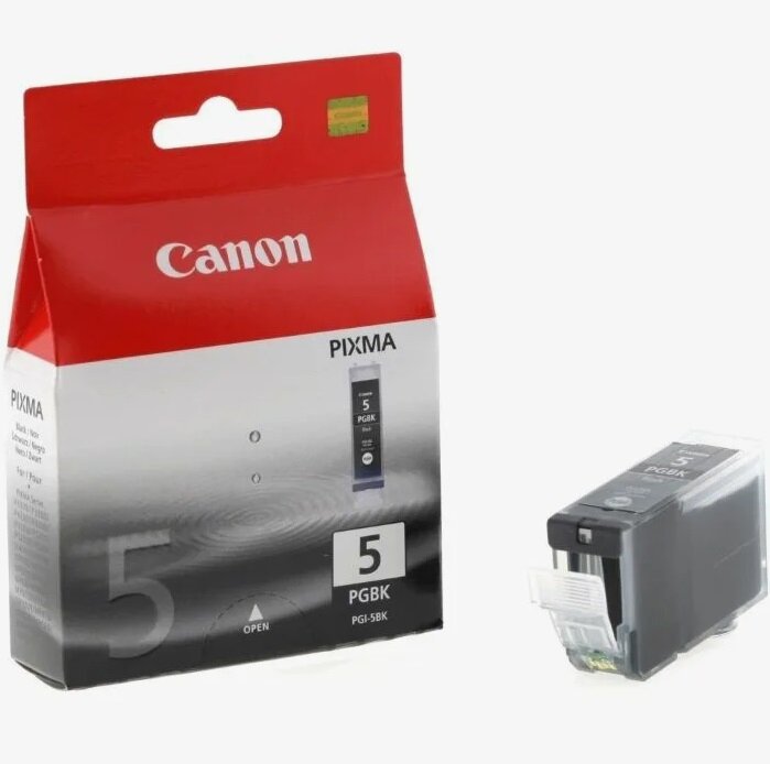 Картридж оригинальный черный (black) Canon PGI-5Bk, ресурс 360 стр.