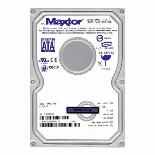 Жесткий Диск Maxtor 6Y120M0 120Gb SATA 35 HDD 2705₽