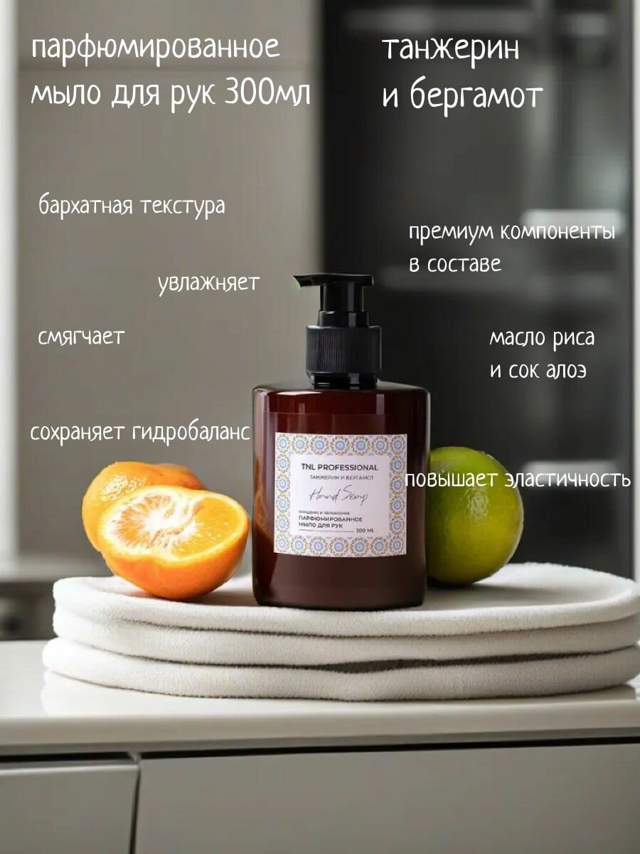 Жидкое мыло для рук Hand Soap, Танжерин и бергамот, парфюмированное, TNL Professional, 300 мл