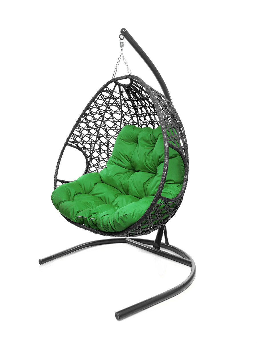 Подвесное кресло с ротангомсерое Для компании люкс зелёная подушка