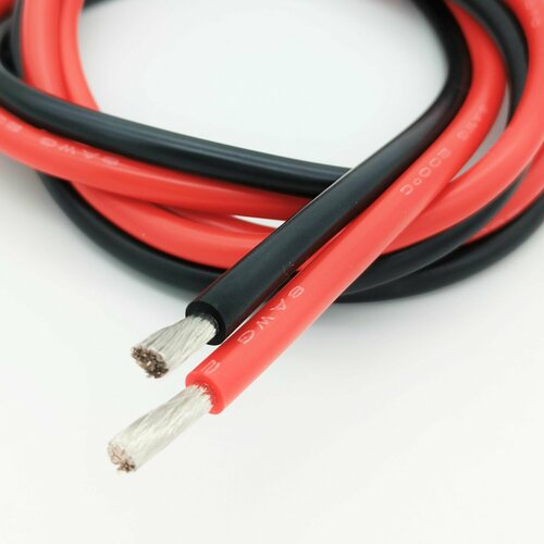 Провод силиконовый 8AWG/8.3кв. мм, лужёная медь 1650*0.08мм, черный 5 метров + красный 5 метров