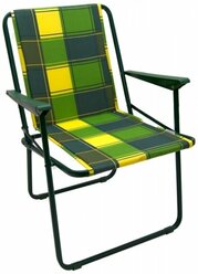 Кресло складное Фольварк мягкое арт.с565/66 (5 шт в упаковке (каркас зеленый, ткань зелено-серая клетка))