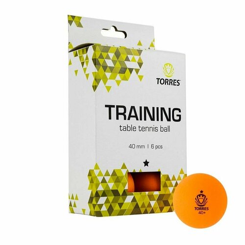 кабель тренировочный легкий training cable light Мяч для настольного тенниса TORRES Training 1x,6шт/уп, оранж, TT21015