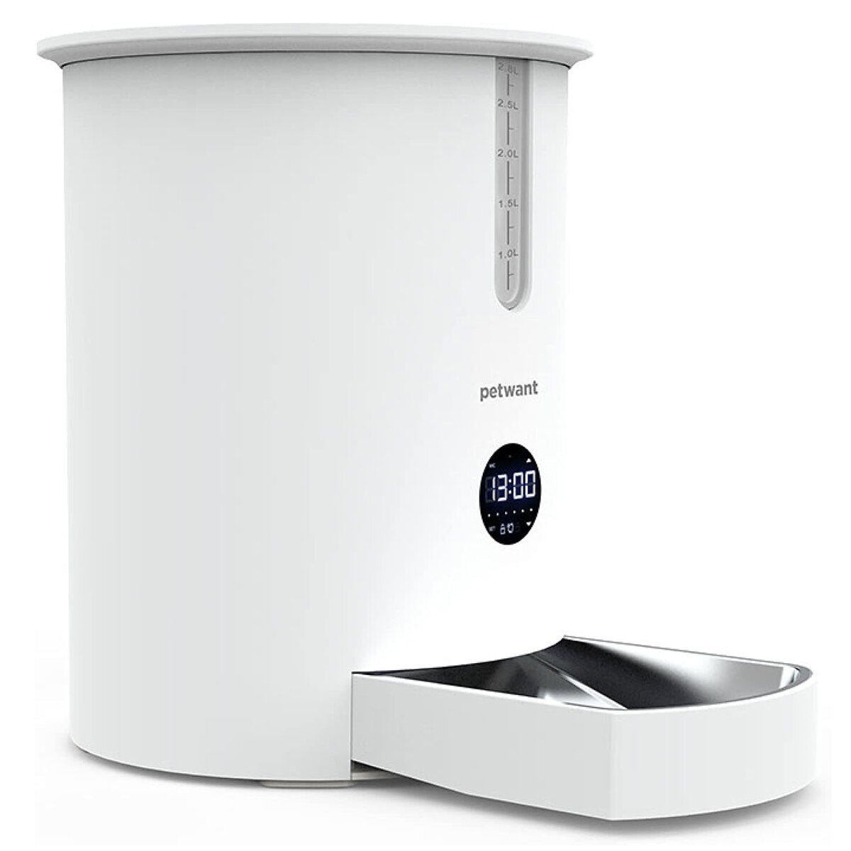 фото Автокормушка Petwant F3-Led 2,8 л для сухого корма белая с Led панелью