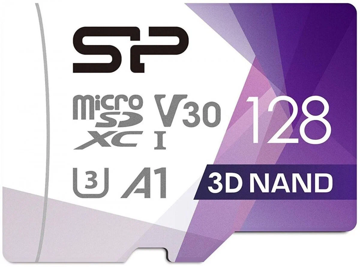 Оригинальная Карта памяти Silicon Power Superior Pro 128 ГБ microSDXC Class 10, V30, UHS Class 3, R/W 90/80 МБ/с, адаптер на SD, разноцветный