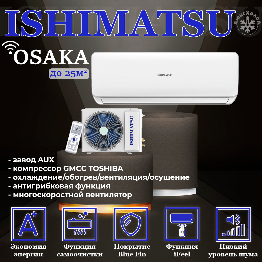 Сплит-система ISHIMATSU Osaka AVK-09H, Wi-Fi Ready, 2650Вт, 21дБ