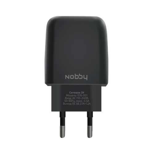 Сетевое ЗУ 2USB 3.4А Nobby Comfort 016-001 Soft Touch, черный 9343