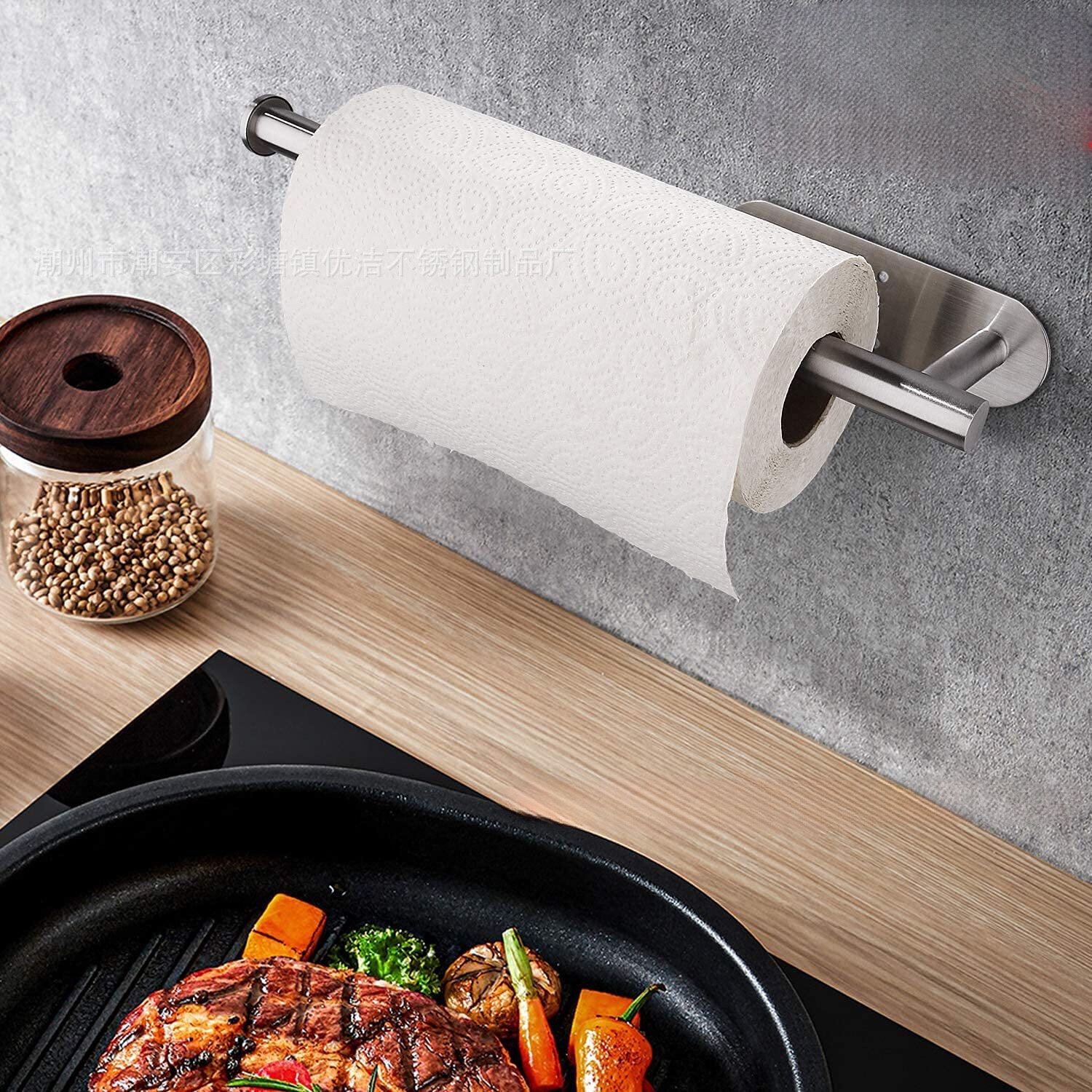 Изображение Держатель для бумажных полотенец на клейкой ленте, серебристый