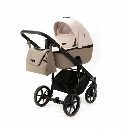 Детская универсальная коляска Adamex NOLA TIP 2 в 1 N-PS160 (Бежевый, Темно-бежевая экокожа)