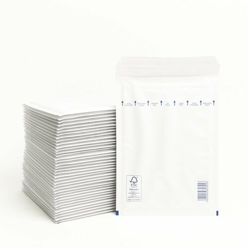 Крафт пакет воздушно пузырчатый 200*265+50 мм, D/14 белый, 100 штук, курьерский пакет, почтовый с воздушно пузырчатой пленкой, премиум/AROPAC