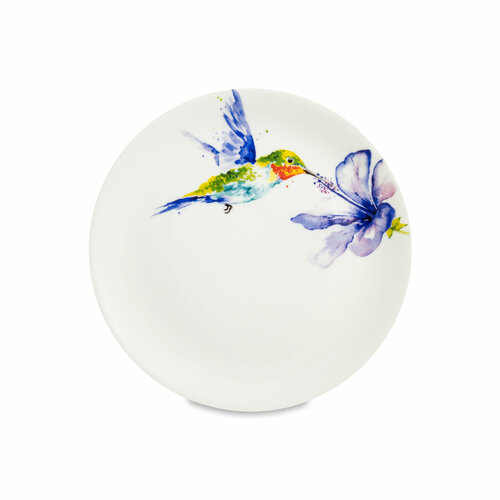 Тарелка закусочная «Колибри», 20 см, костяной фарфор, декор RK-XHUM1273