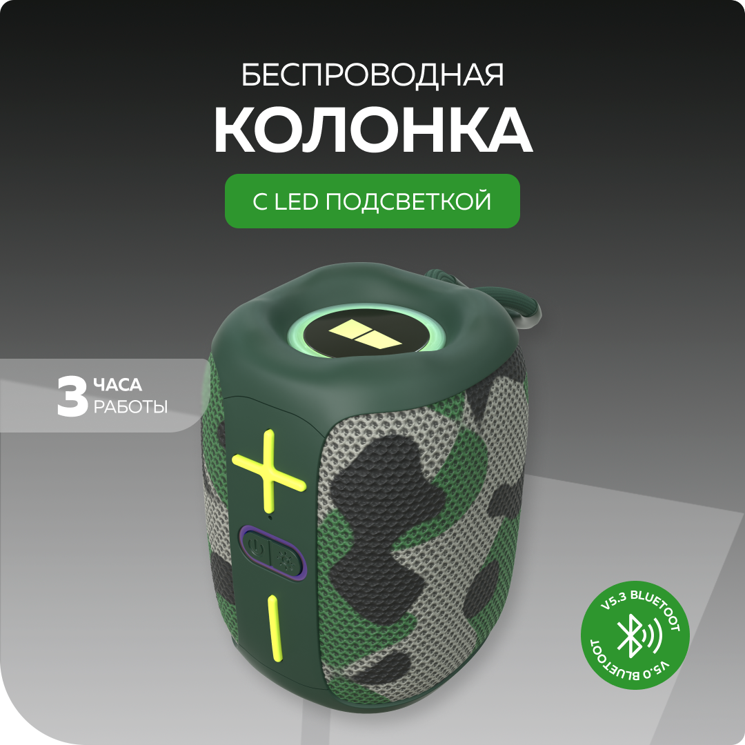 PURE Колонка Bluetooth 5.3 8W 1200 mAh More Choice BS33 Khaki