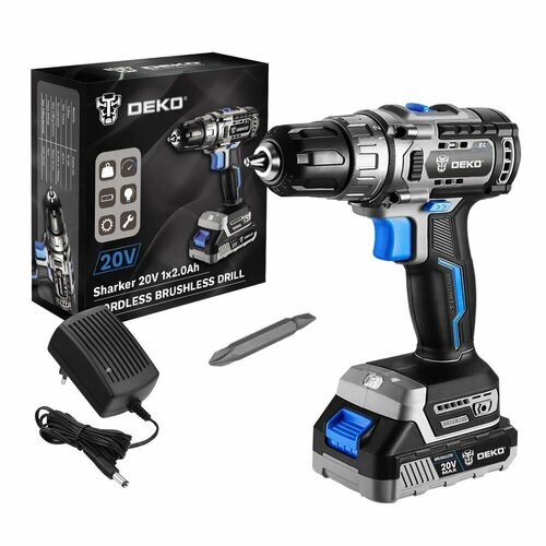 Дрель-шуруповерт аккумуляторная бесщеточная DEKO Sharker 20V 20В 130Ач 9698₽