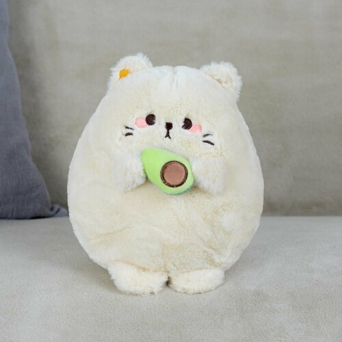 Мягкая игрушка Кот с авокадо белый 35 см 950₽