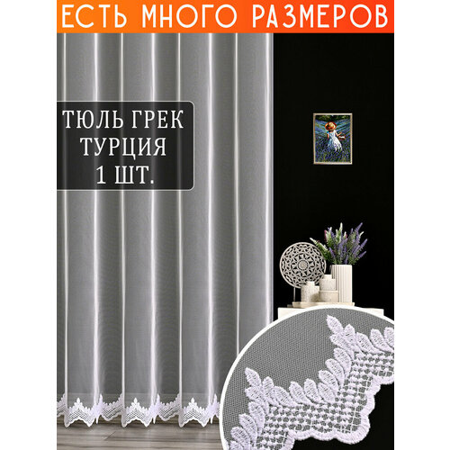 фото Однотонный тюль грек сетка с вышивкой и люрекосм 500x230 см a&h