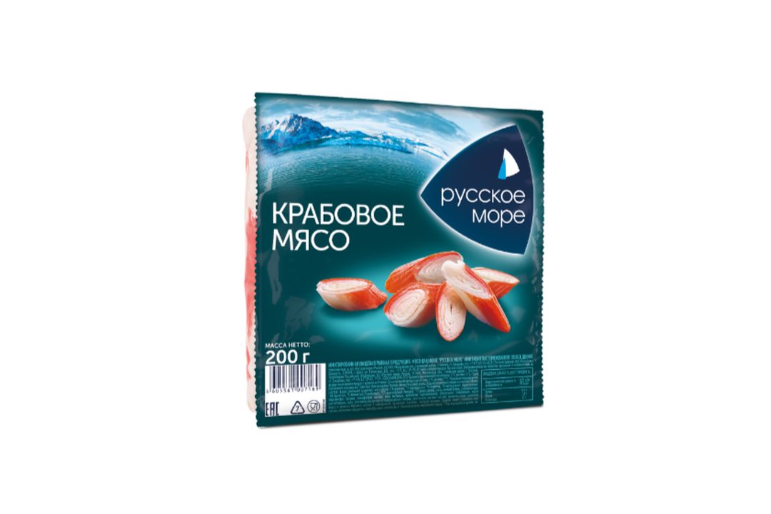 Крабовое мясо Русское Море, без глутамата натрия, 200 грамм, 1 уп.
