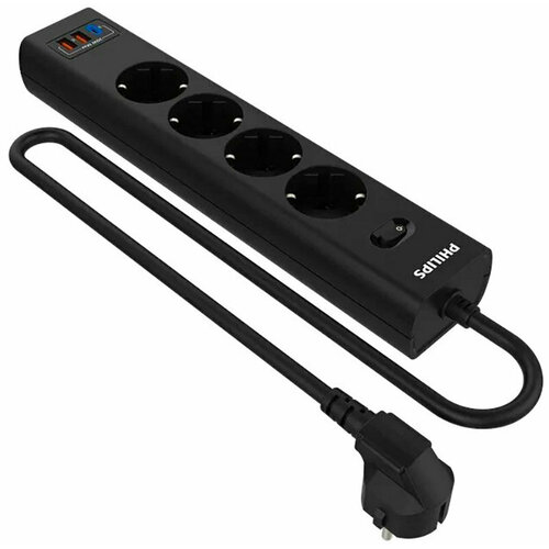 Сетевой фильтр Philips 4 розетки с USB PDQC30 5912В 20 Вт кабель - 2 м черный 3499₽
