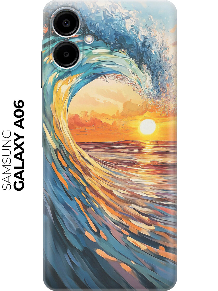 Силиконовый чехол на Samsung Galaxy A06 с принтом "Волна и закат"
