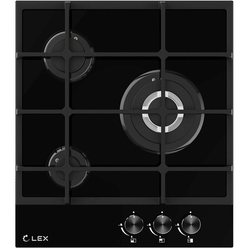 Lex GVG 431 BBL черный, Конфорка WOK, Электроподжиг, Газ-контроль