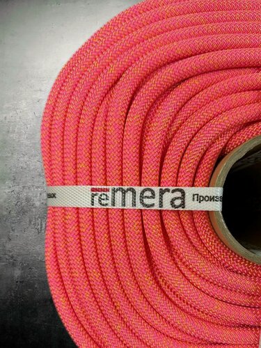 Изображение товара Веревка альпинистская 10,5 мм (80 метров) Мангуст, ярко-розовая, термообработанная, статическая, полиамидная с сердечником