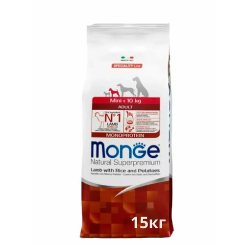 Monge Dog Speciality Mini сухой корм для взрослых собак мелких пород с ягненком, рисом и картофелем 15кг