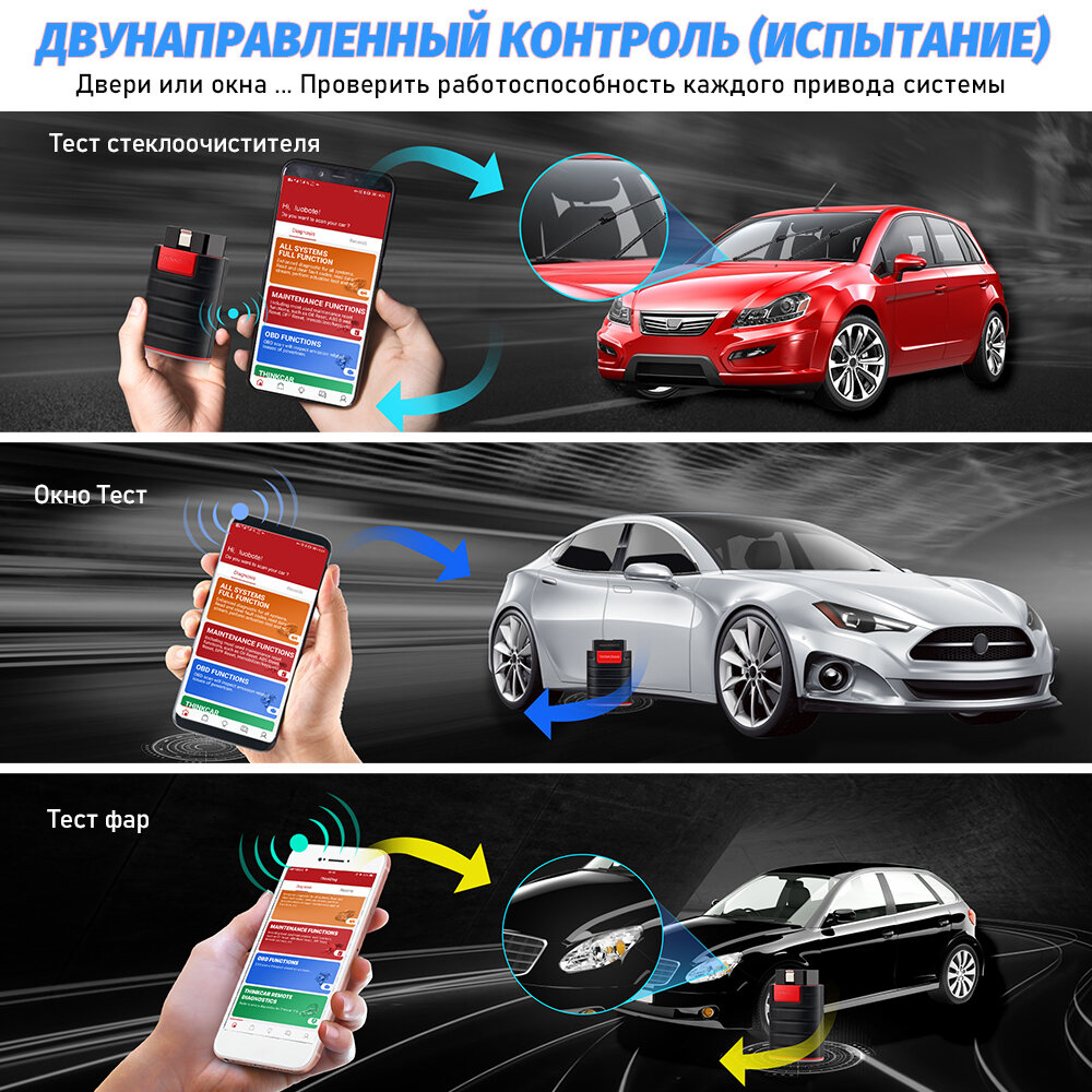 THINKCAR Thinkdiag Двунаправленный сканер OBD2 Диагностический инструмент (новая версия) +Удлинительный кабель — фото 1