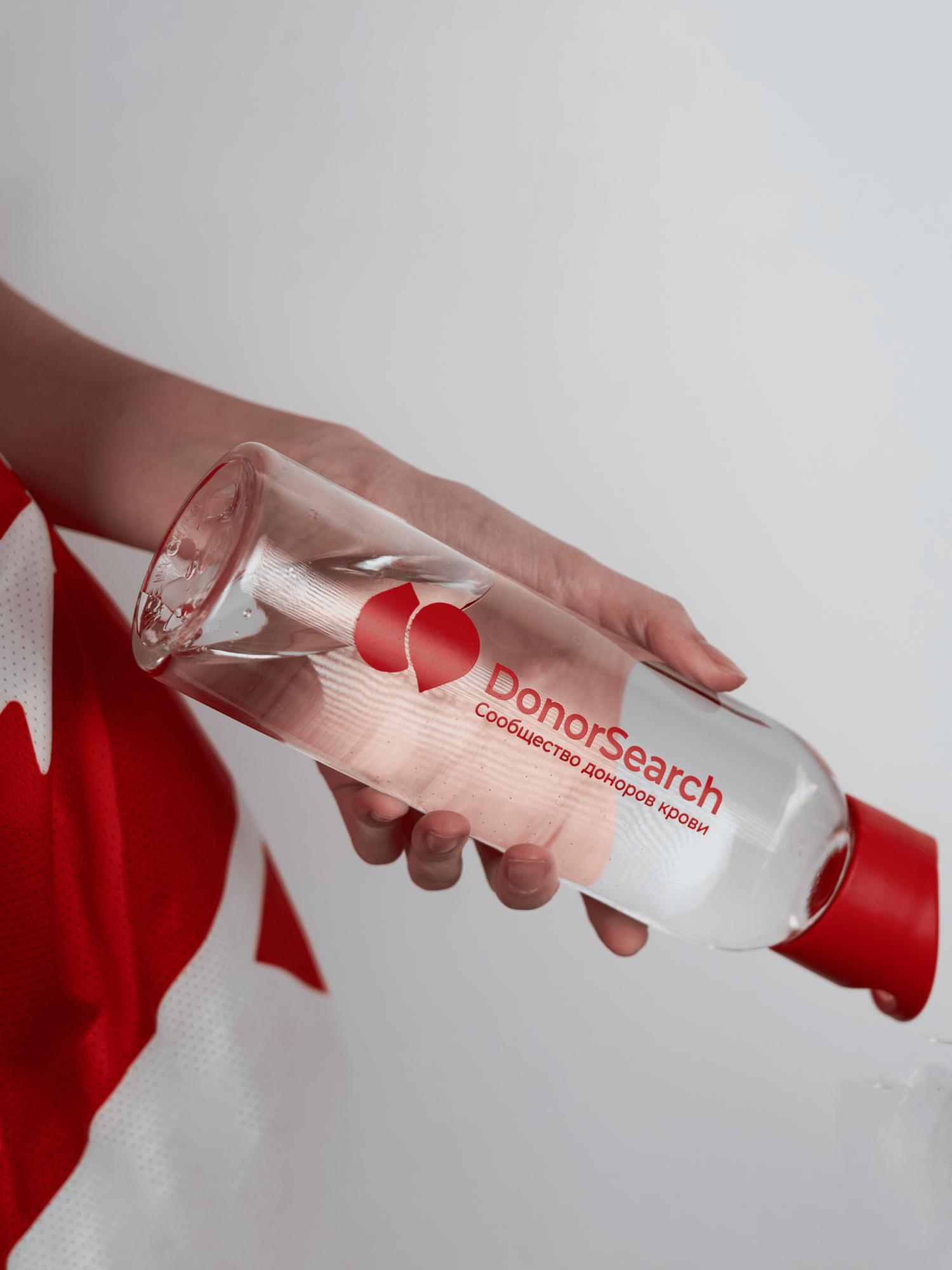 Бутылка питьевая DonorSearch, для донора, 650 мл, с красной крышкой, пластик — фото 1