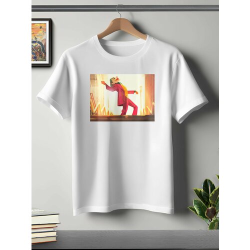 фото Футболка oneq унисекс 56-58 (3xl) размер с принтом джокер, белая, размер 3xl, белый