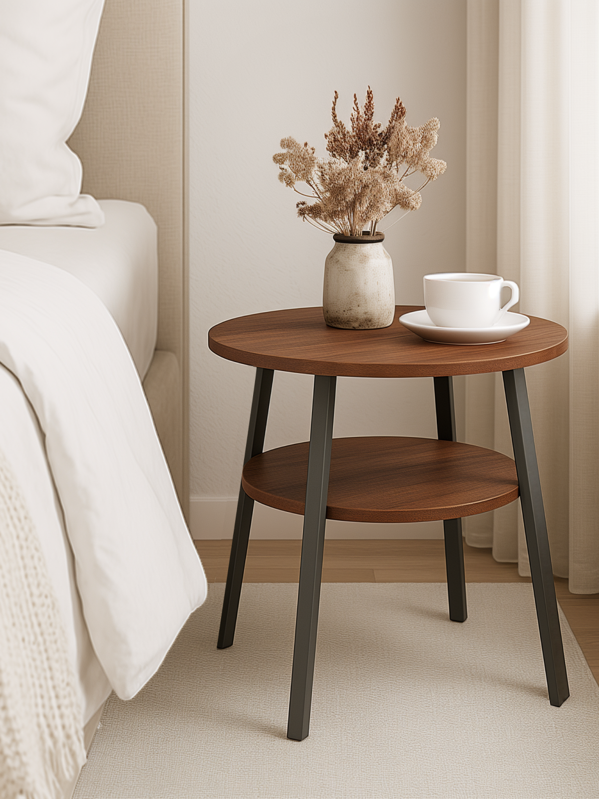 Журнальный столик круглый, деревянный, прикроватный, D 44 см