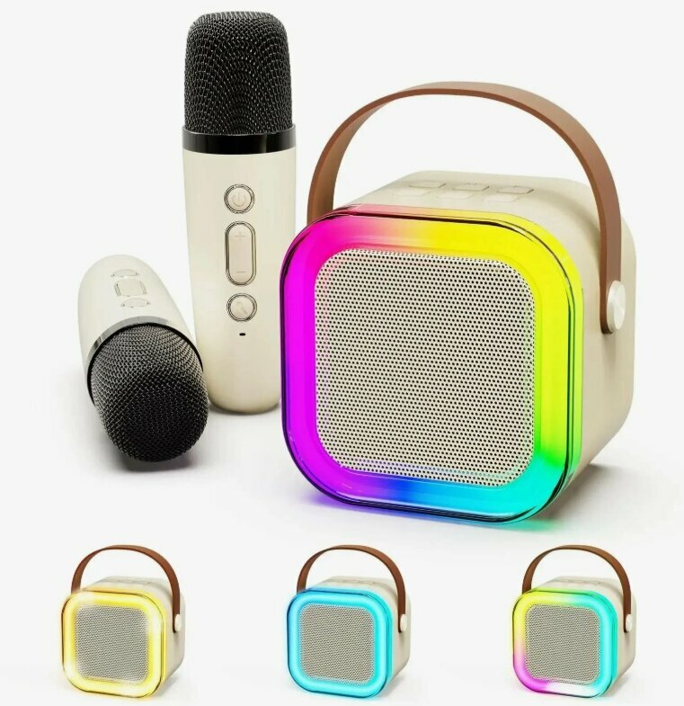 Караоке-система K12 с колонкой, портативная Bluetooth, с 2 микрофонами в комплекте