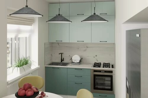 Изображение товара Кухонный гарнитур Герда Асая макси 1800 мм, каркас ЛДСП, фасад ЛДСП, Белый/Сумерки/Бензин