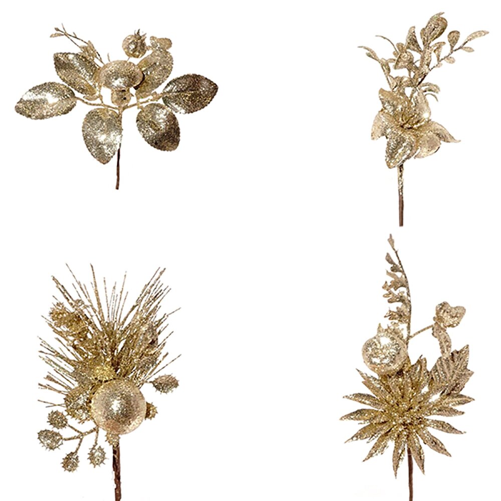 Цветок декоративный 18х12 см золото микс
