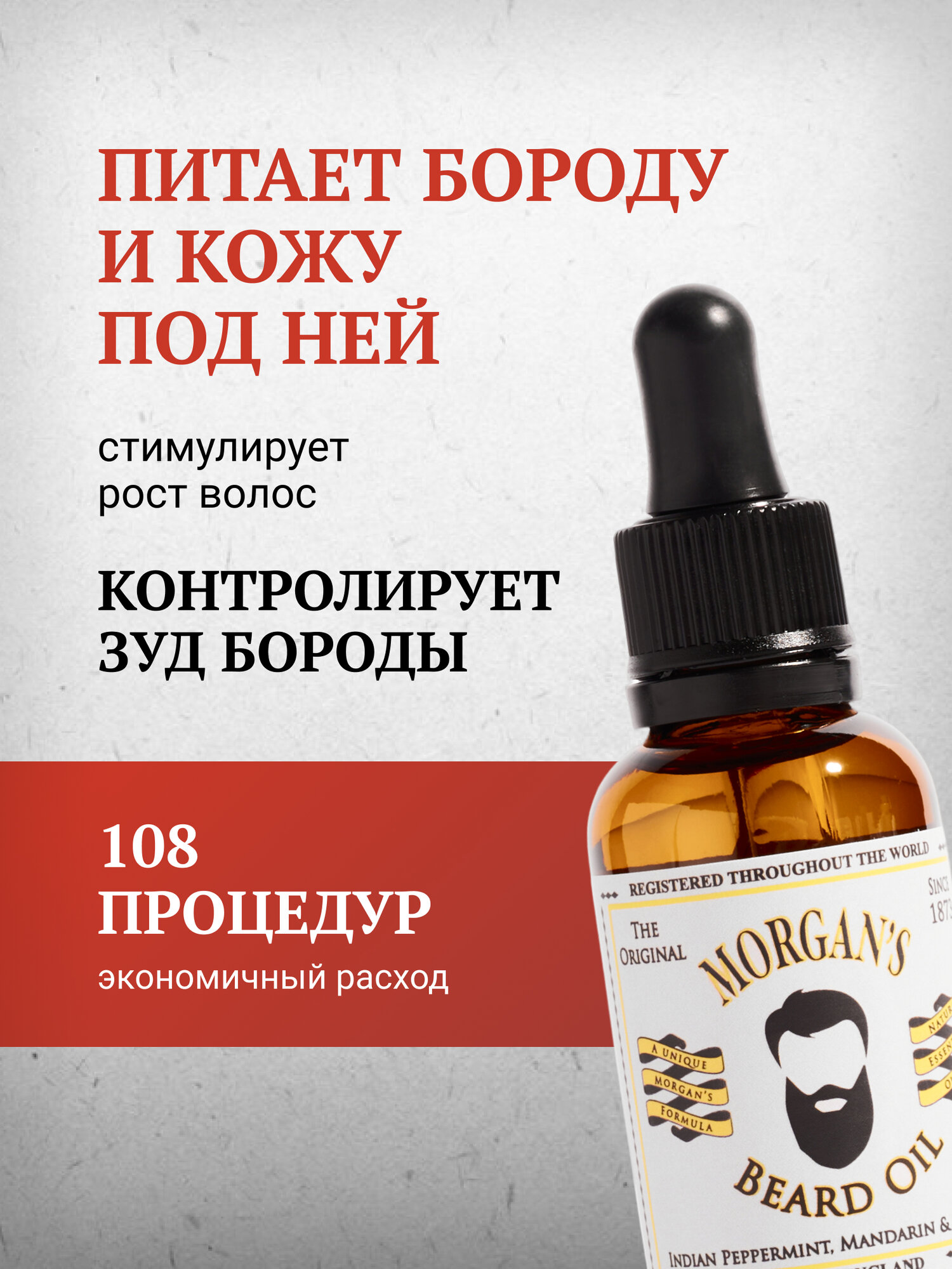 Масло для бороды Morgan's Beard Oil, для всех типов кожи и волос, 30 мл — фото 1