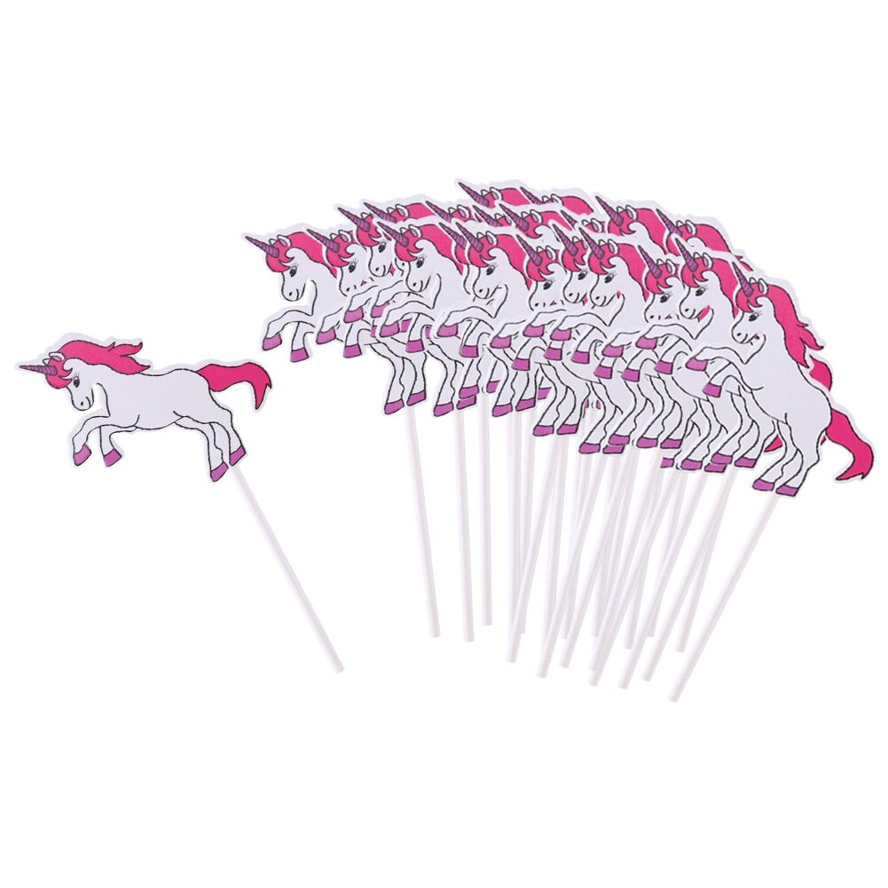 24 шт. шоколадных топперов для торта и кексов в виде единорога, украшение для вечеринки по случаю дня рождения (розовый)