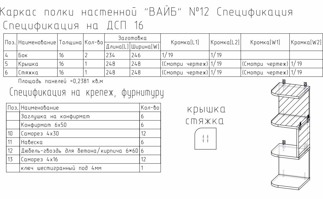 Полка настенная "вайб" №12, Белый. Производитель товара - компания Westcom. — фото 1