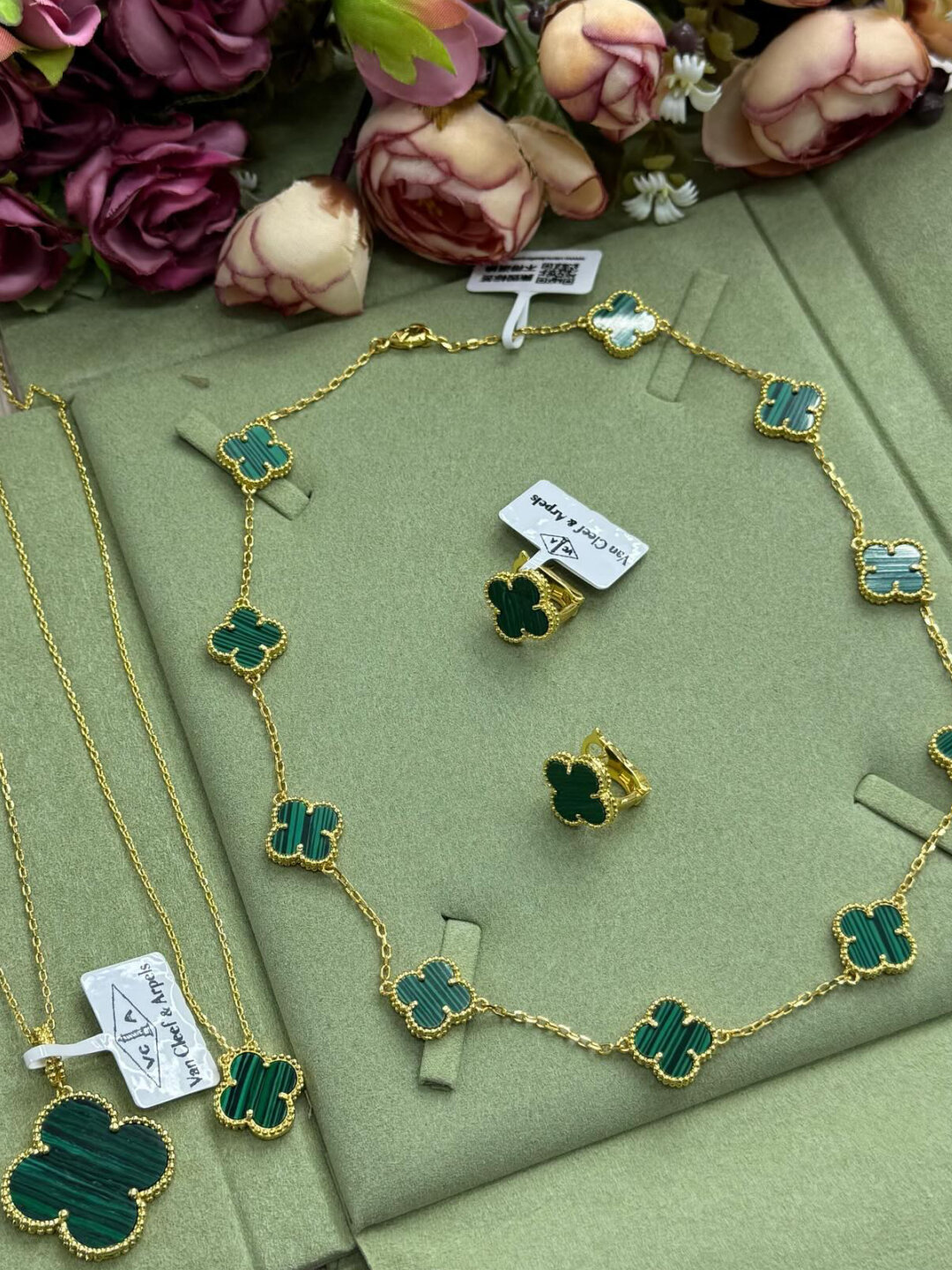 Комплект бижутерии: браслет, цепь на тело, авантюриновое стекло