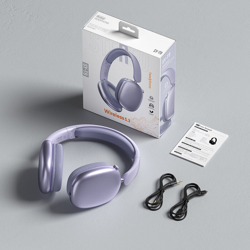 Беспроводные Bluetooth наушники SY-T9 с шумоподавлением, игровые накладные наушники для ПК и телефона - Фиолетовый