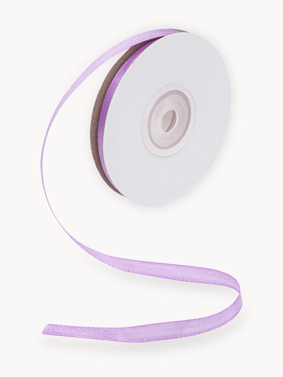 Лента атласная 6 мм*22,86 м, упаковочная, для подарков, рукоделия и шитья, Айрис (162 ярко-сиреневая)