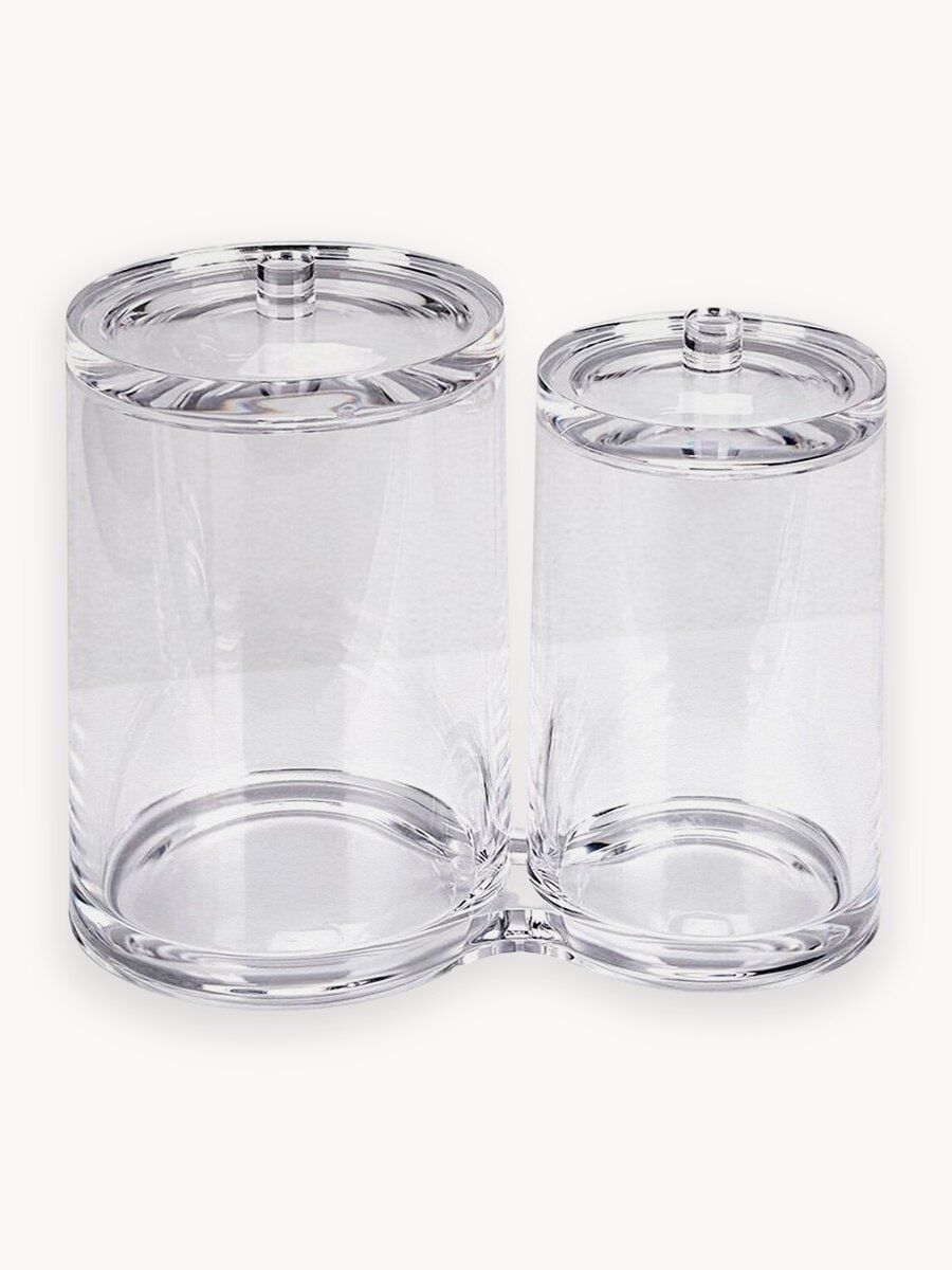 Двойной прозрачный контейнер-органайзер для ватных дисков и палочек