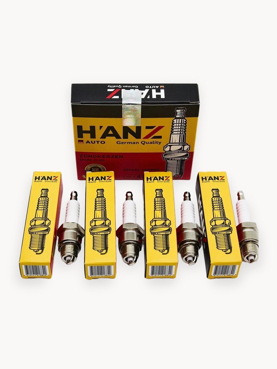 Свечи зажигания H'ANZAUTO для GAZ, HYUNDAI, KIA, комплект 4 шт.